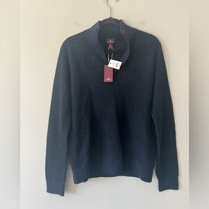 Bruno Magli 100% Merino Wool Sweater | Navy Textured Knit Pullover Men’s M NWT